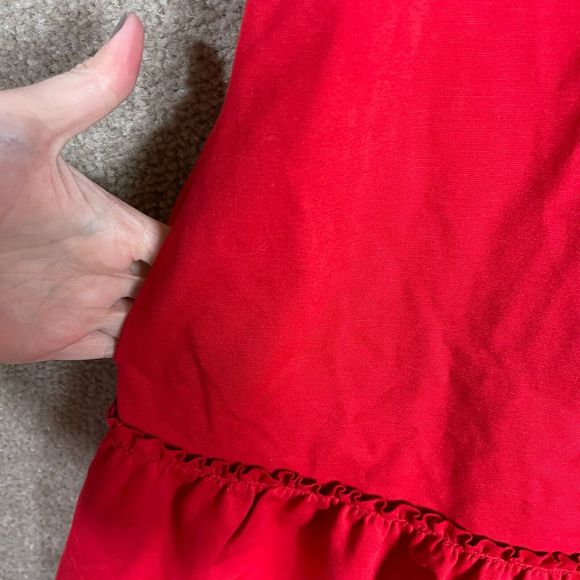 Banana Republic Mini Dress Petite Size 12P Red Sleeveless Ponte Knit Ruffle Hem - Picture 9 of 12
